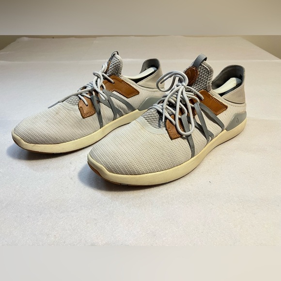 Olukai Mio Li Men’s Size 14 Mist Grey Brown Leather Casual Sneaker Shoe - Picture 3 of 14